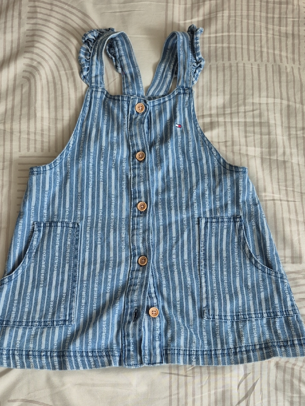 🍀5/30🍀 Tommy Hilfiger Blue Striped Denim Overalls Dress